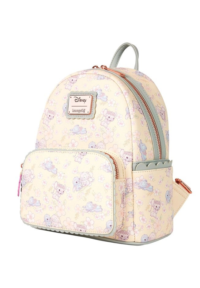 Loungefly X Disney Stitch Angel Mini Backpack Cherry Blossom All Over Print, BEIGE, alternate image number null