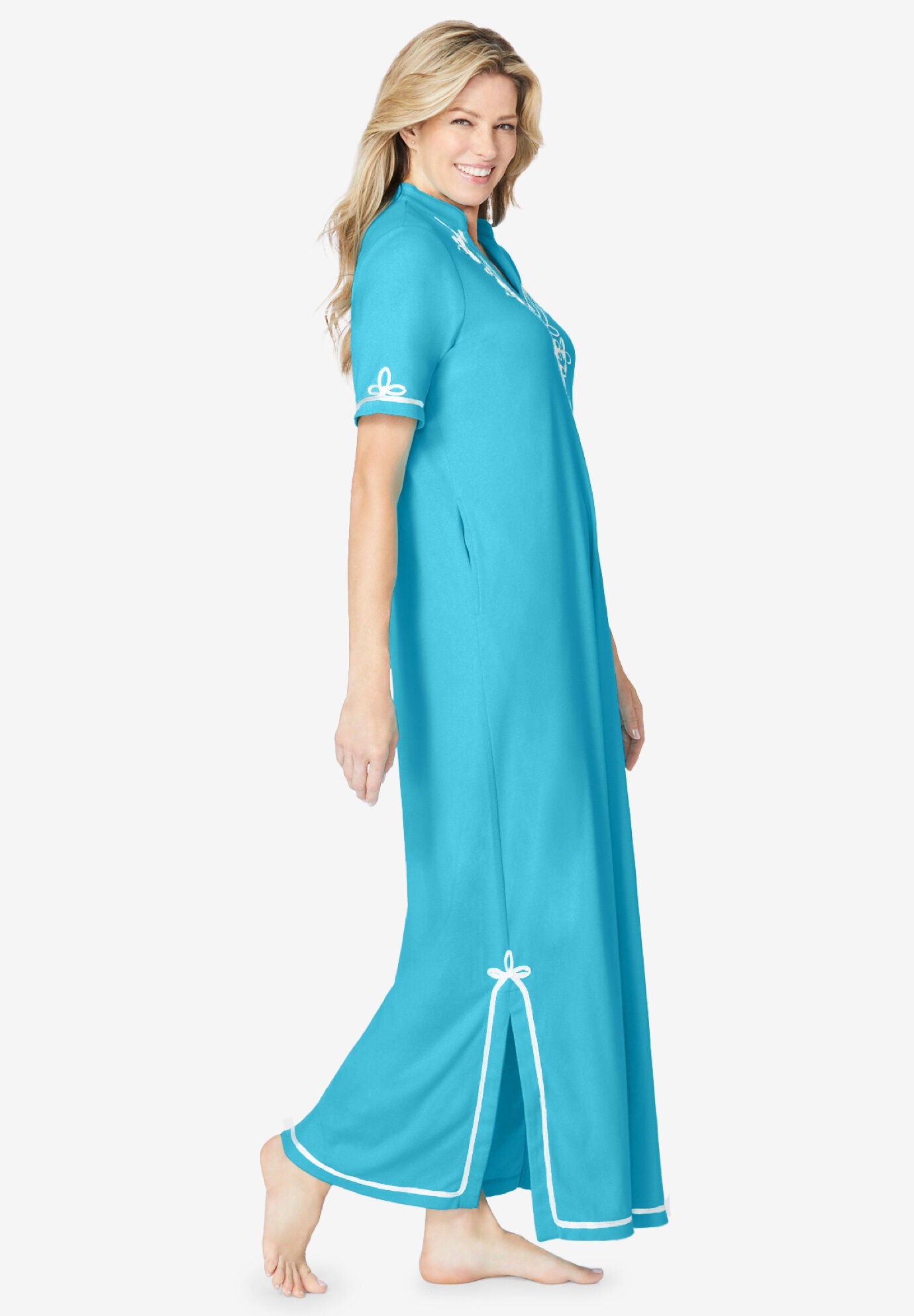 Embellished Knit Lounger, CARIBBEAN BLUE, alternate image number 2