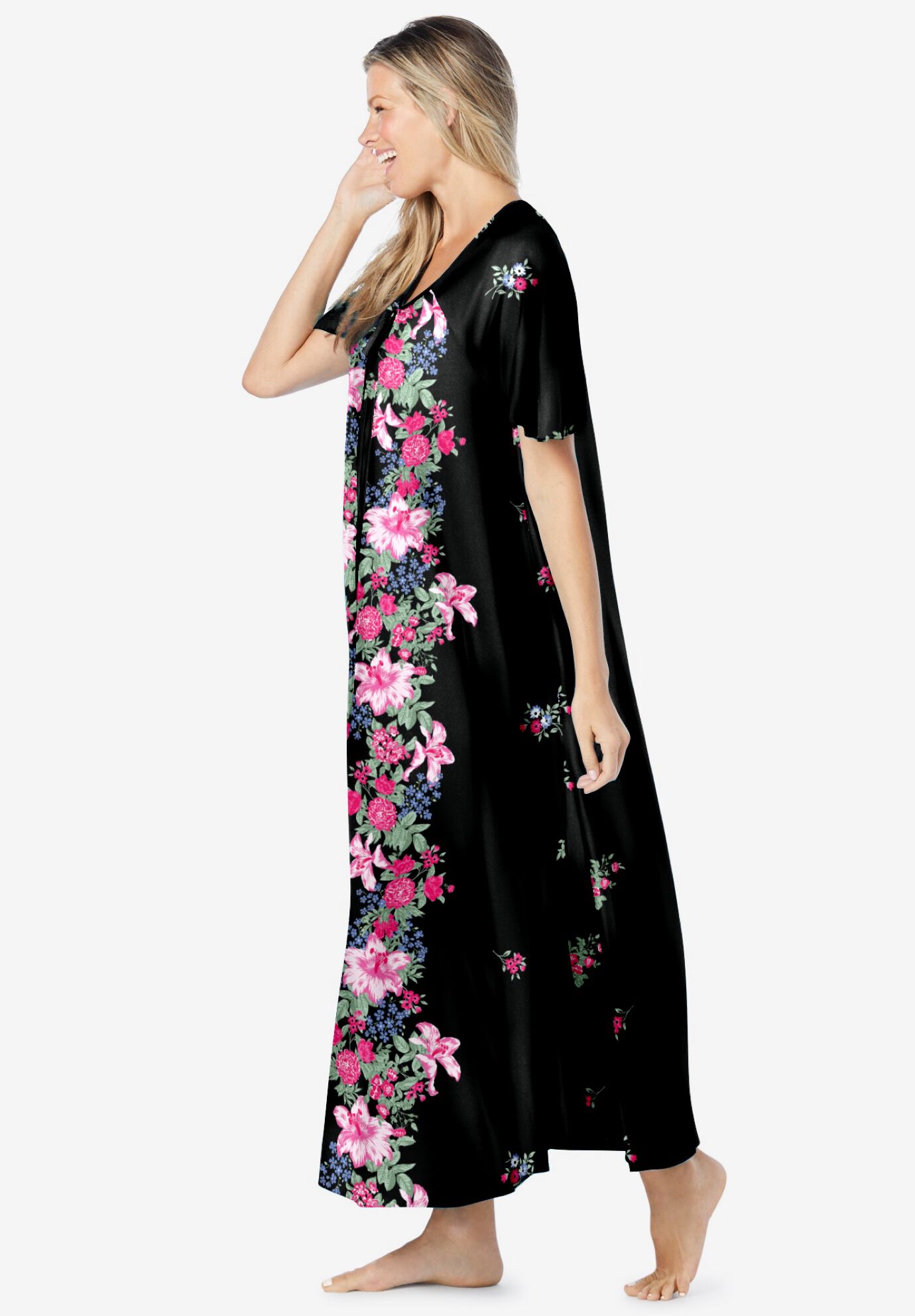 Sweeping Printed Lounger, BLACK LILY, alternate image number 2