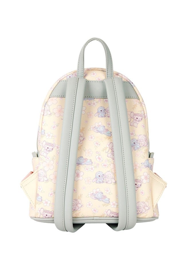 Loungefly X Disney Stitch Angel Mini Backpack Cherry Blossom All Over Print, BEIGE, on-hover image number null