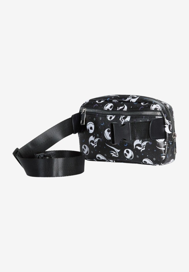 Disney Nightmare Before Christmas Jack Skellington Belt Bag Crossbody Zippered All Over Print Faux Leather, , alternate image number null