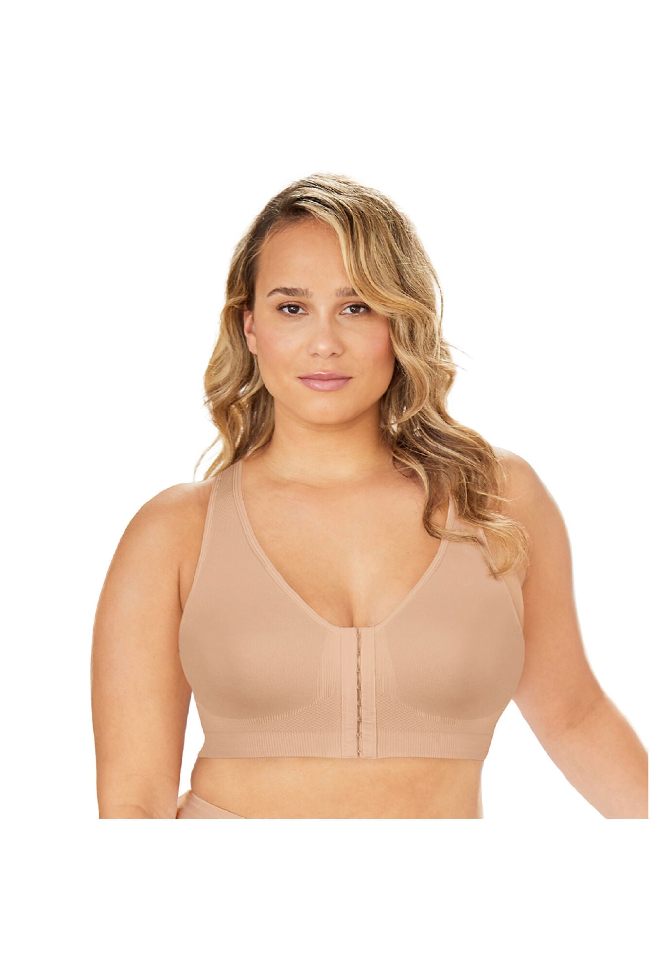 Exquisite Form 5101000 Women'S Fully Seamless Wireless Full Coverage Bra With Front Closure, NUDE, hi-res image number 0