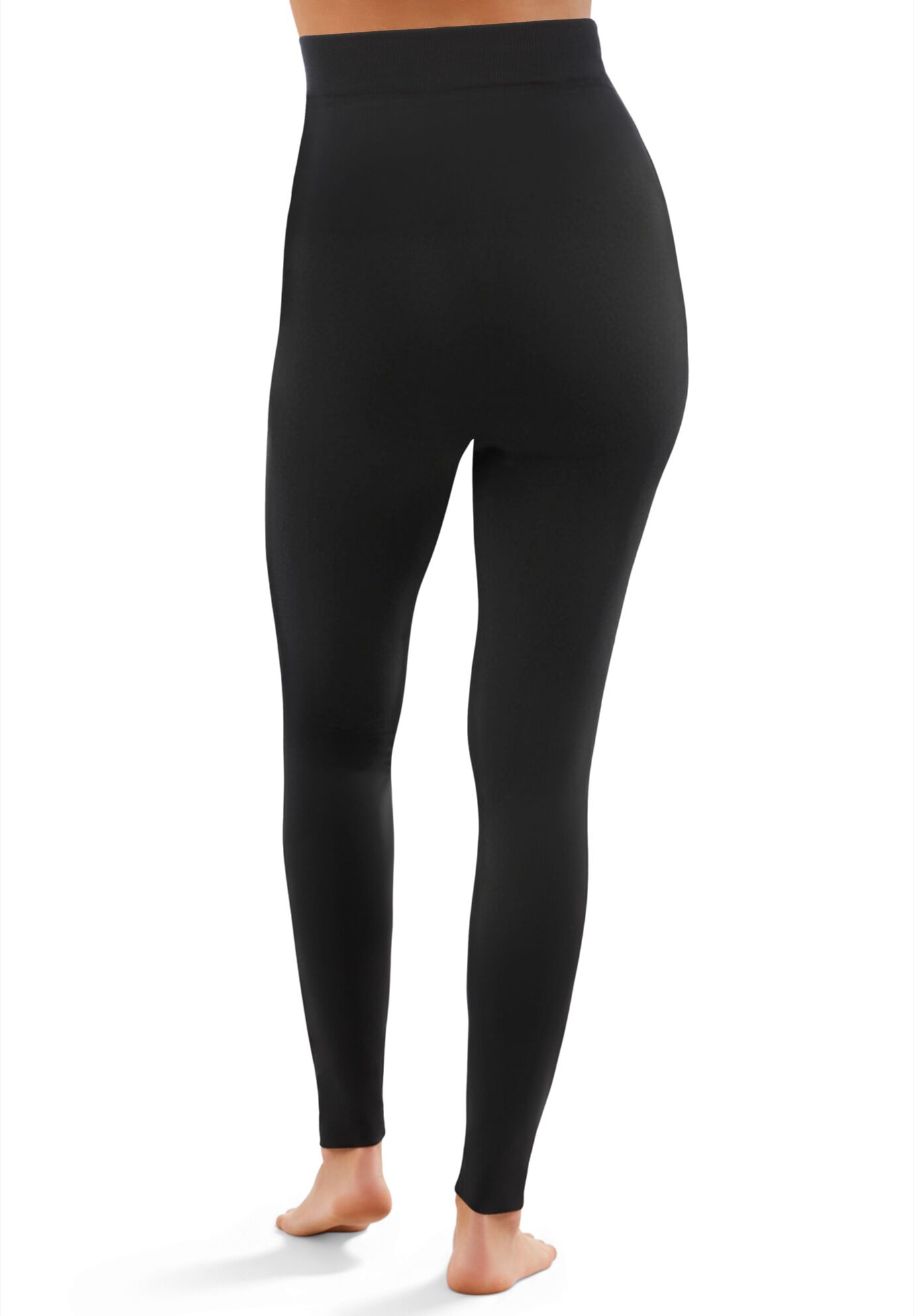 Plush Lined Footless Leggings, BLACK, alternate image number 2