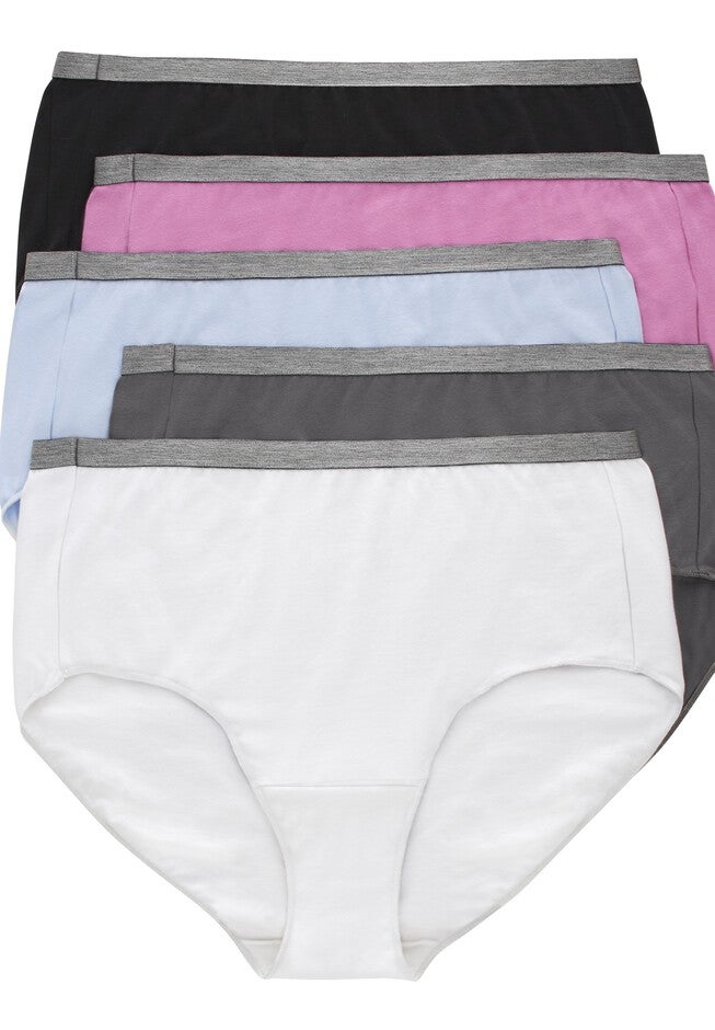 Women'S Stretch Cotton Brief Underwear, 5-Pack, ASSORTED, hi-res image number null