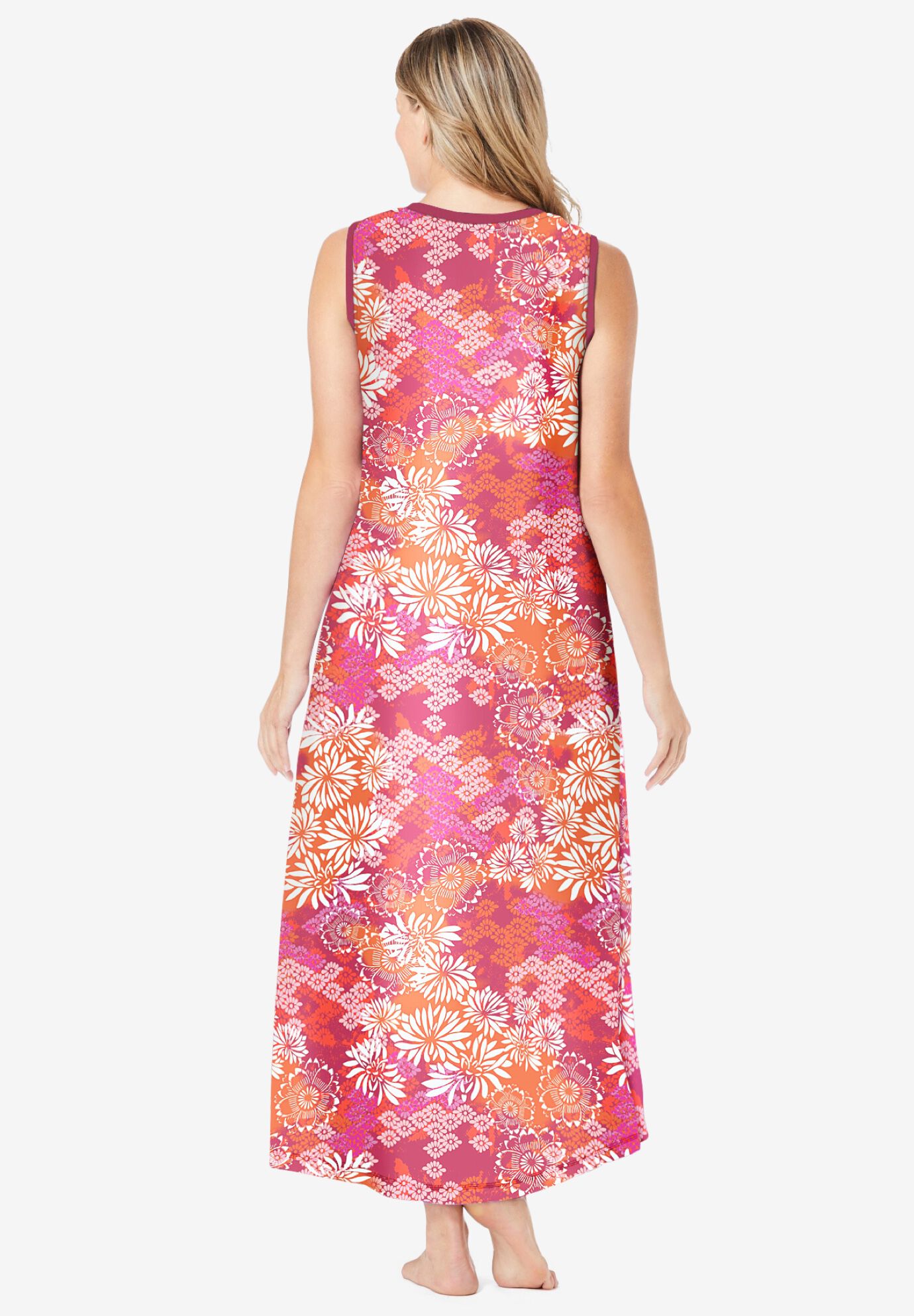 Trapeze V-Neck Lounger, POMEGRANATE FLORAL, on-hover image number 1