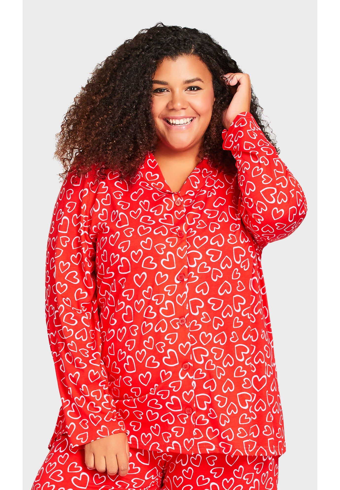 Button Through Sleep Top, SKETCH HEART, hi-res image number 0