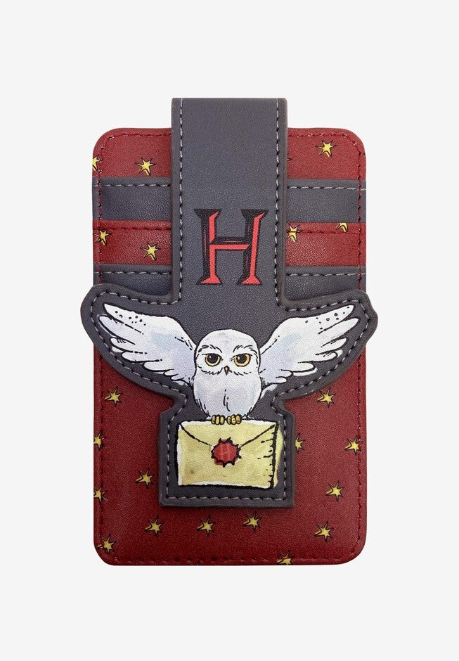 Harry Potter Hedwig Owl Card Holder Wallet Button Snap Closure, RED, hi-res image number null