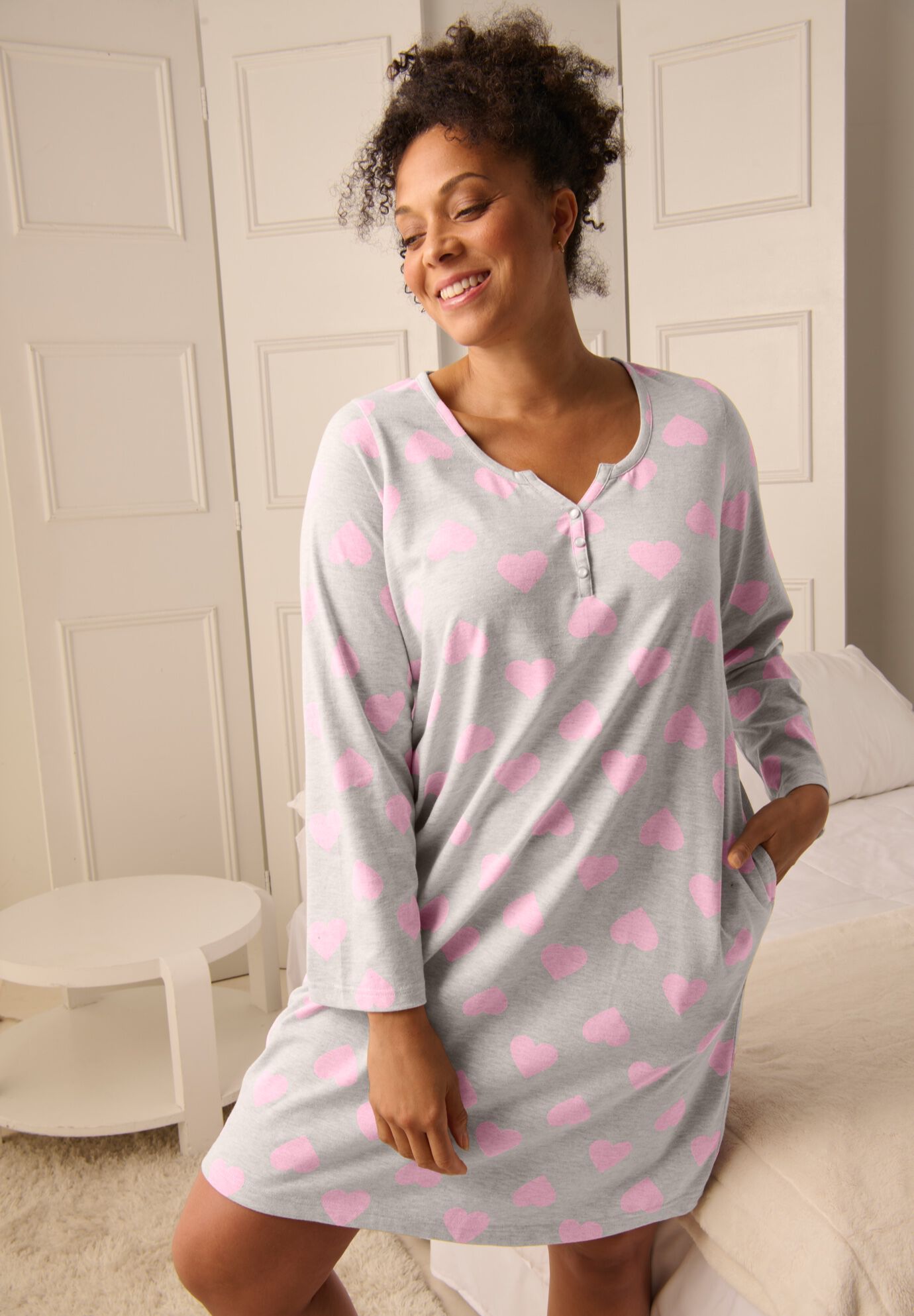 Henley Sleepshirt, , alternate image number 2
