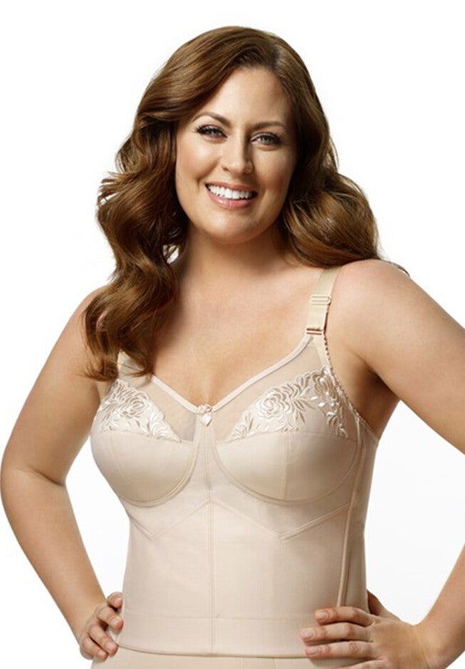 Embroidered Soft-Cup Longline Bra, NUDE, hi-res image number 0