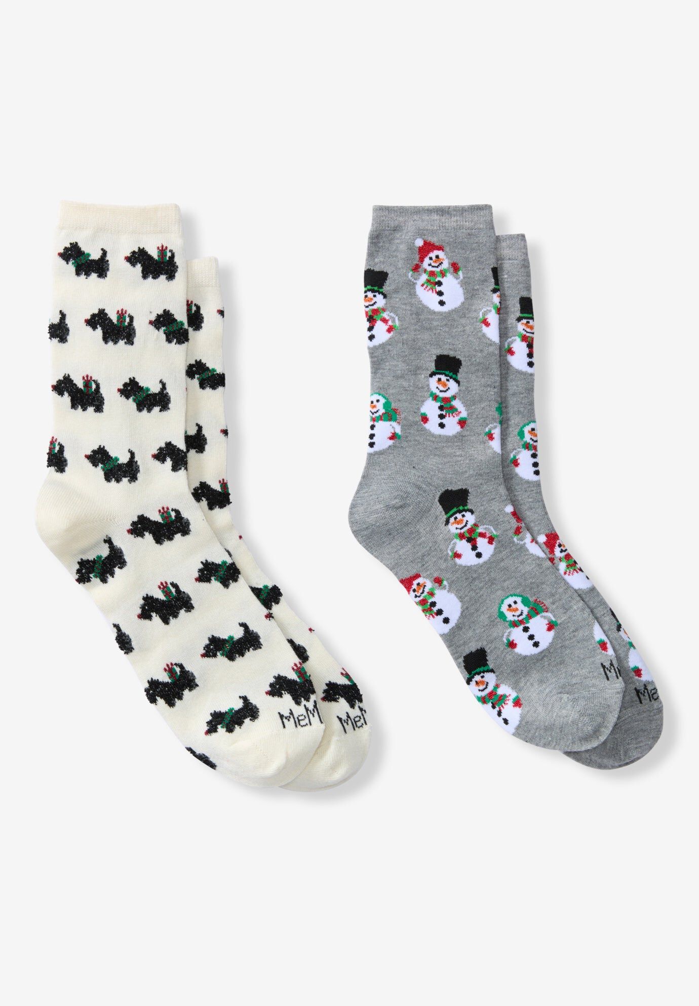 MeMoi&reg; 2-Pack Holiday Crew Socks, SCOTTIES SNOWMAN PACK, hi-res image number 0