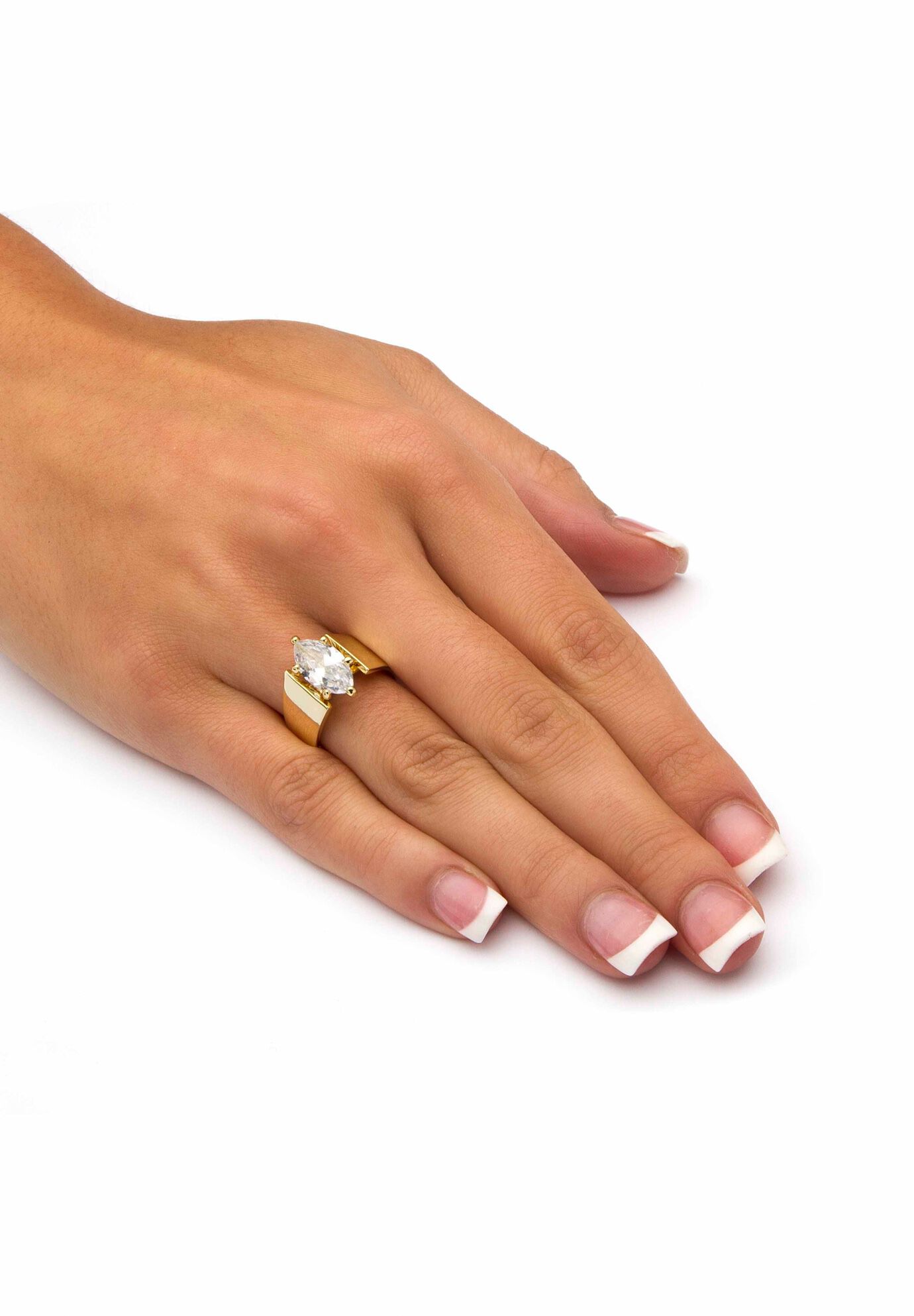 Yellow Gold Plated Cubic Zirconia Solitaire Engagement Ring, , alternate image number 2