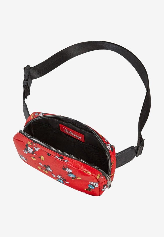 Disney Mickey & Minnie Mouse Belt Bag Crossbody Zippered All Over Print Faux Leather, , alternate image number null