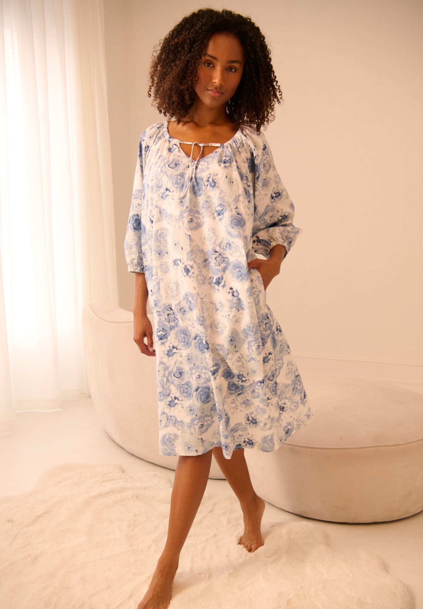 Cotton Peasant Gown Only Necessities, , on-hover image number 1