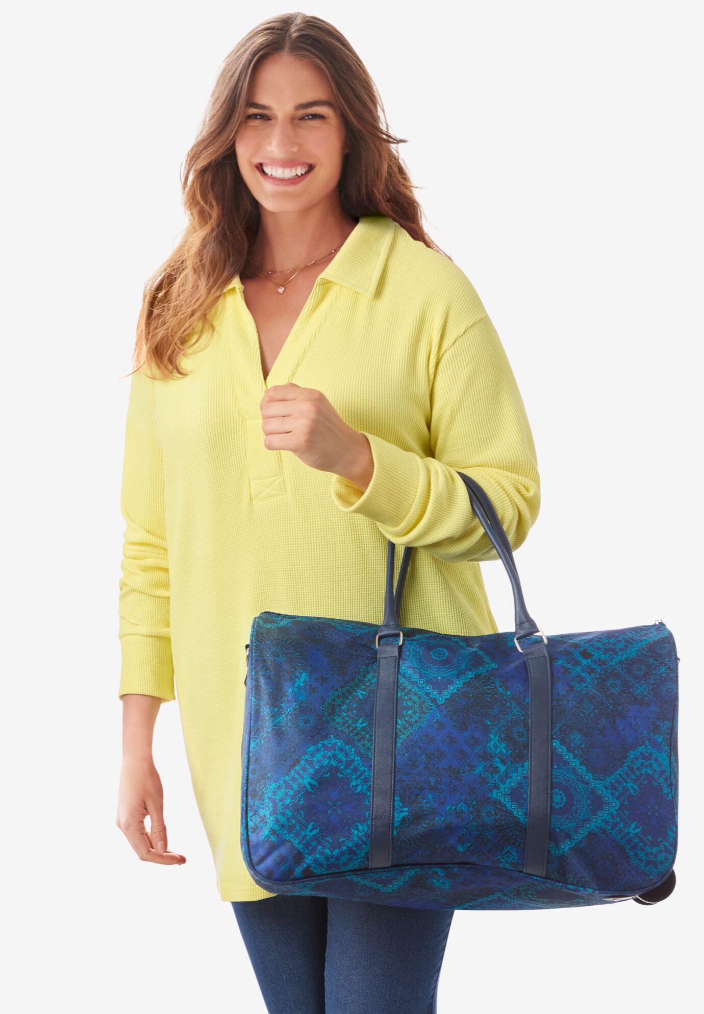 Duffle Bag, DEEP TEAL BATIK TILE, alternate image number 3