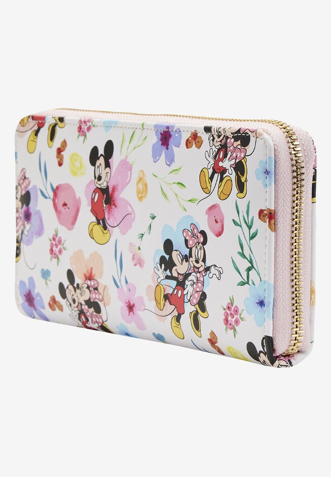 Loungefly X Disney Women'S Mickey & Minnie Mouse Floral Zip Around Wallet, , on-hover image number null