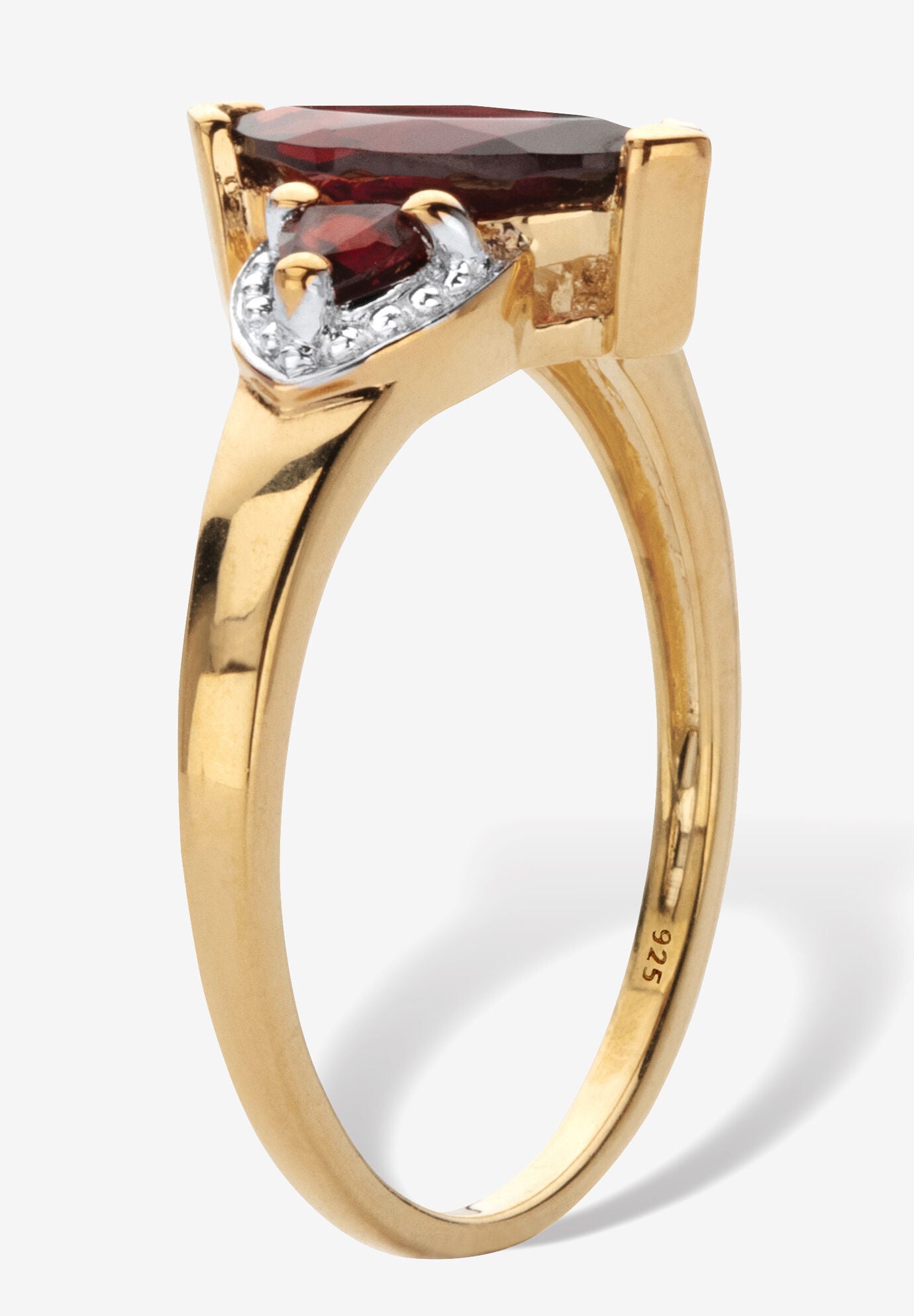 Yellow Gold Over Silver Marquise Cut Red Garnet Ring (1 11/16 cttw.), , on-hover image number 1