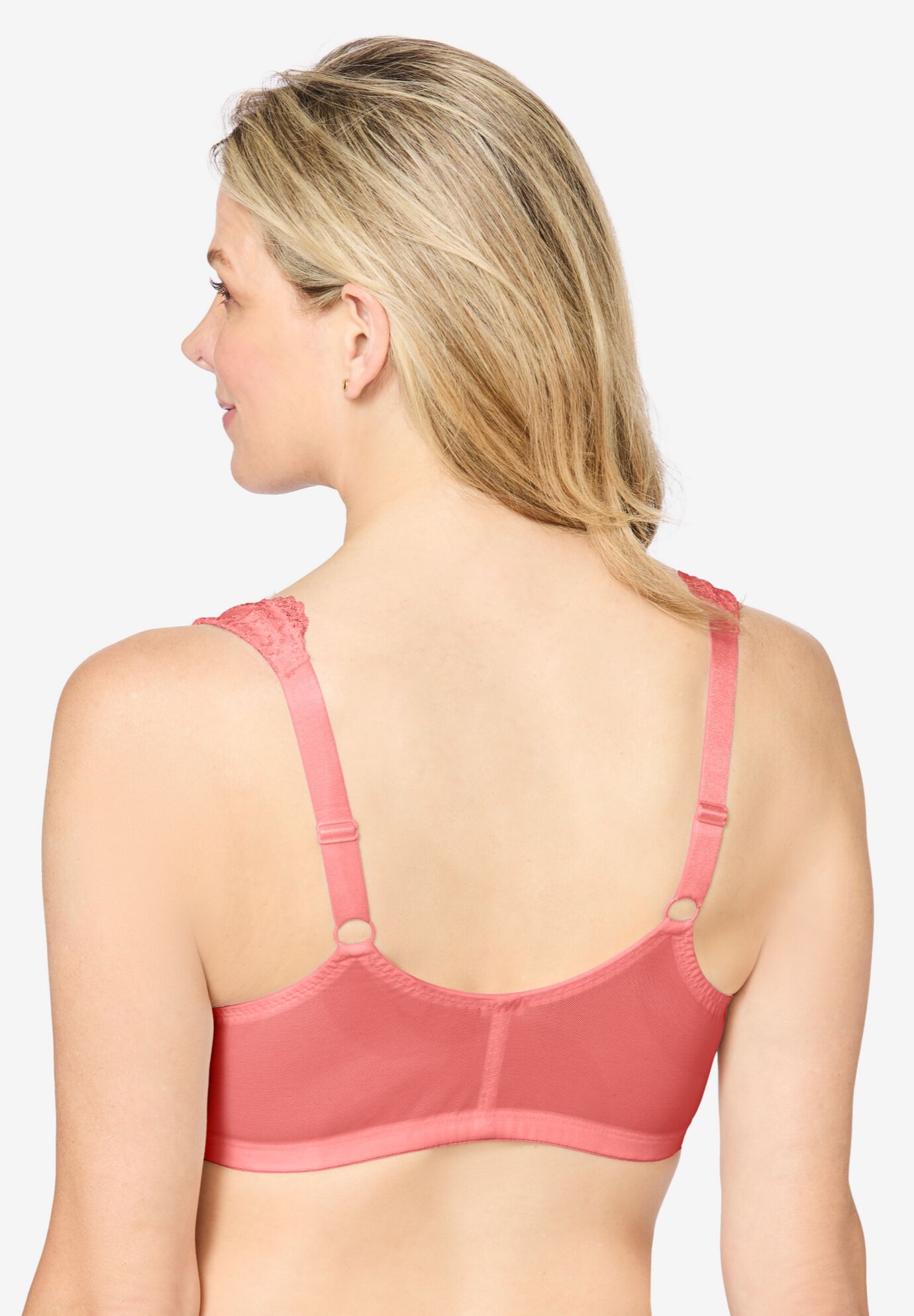 Front Close Wireless Gel Strap Bra, SWEET CORAL, alternate image number 2