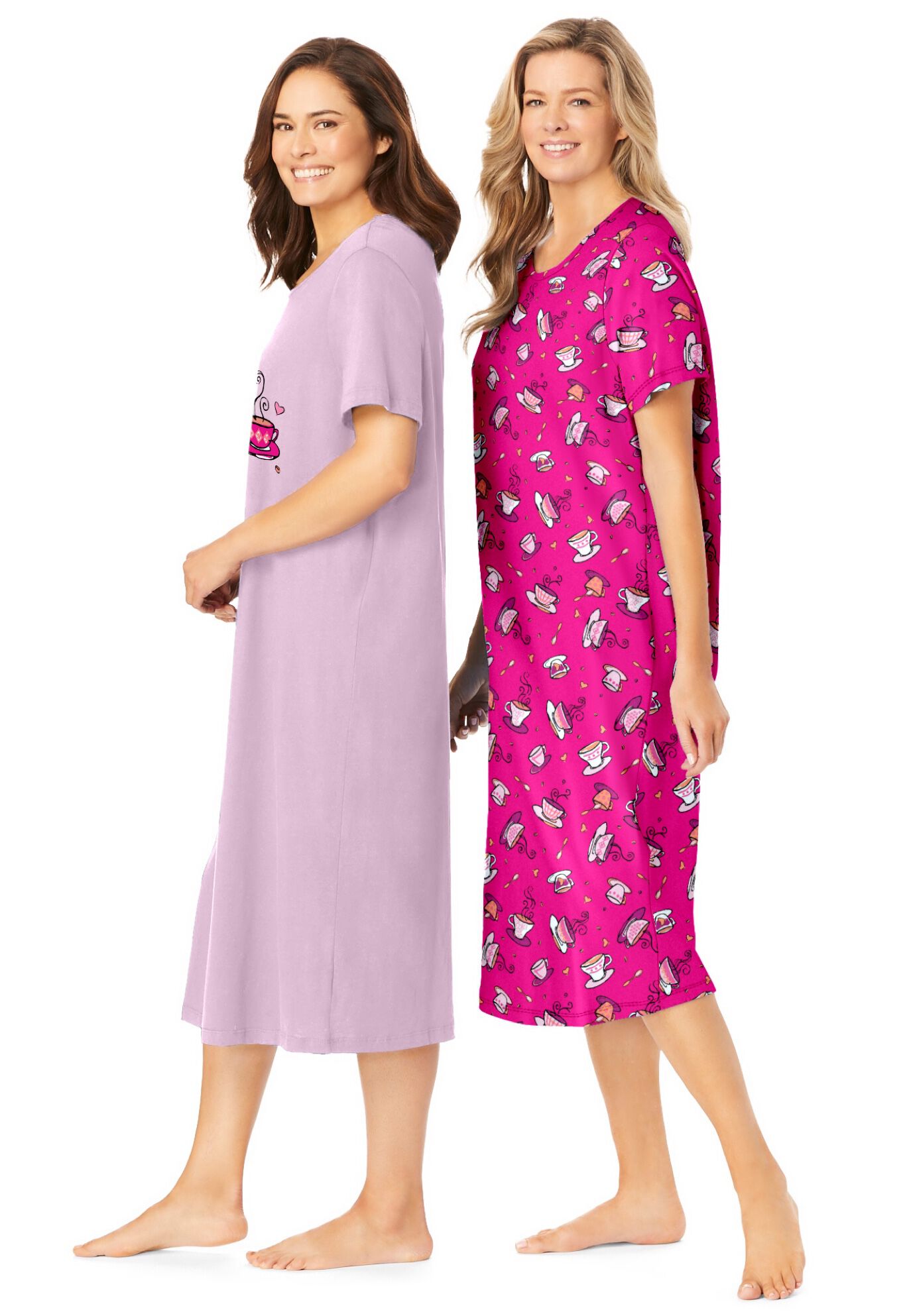 2-Pack Long Sleepshirts, PINK TEA CUP, alternate image number 2