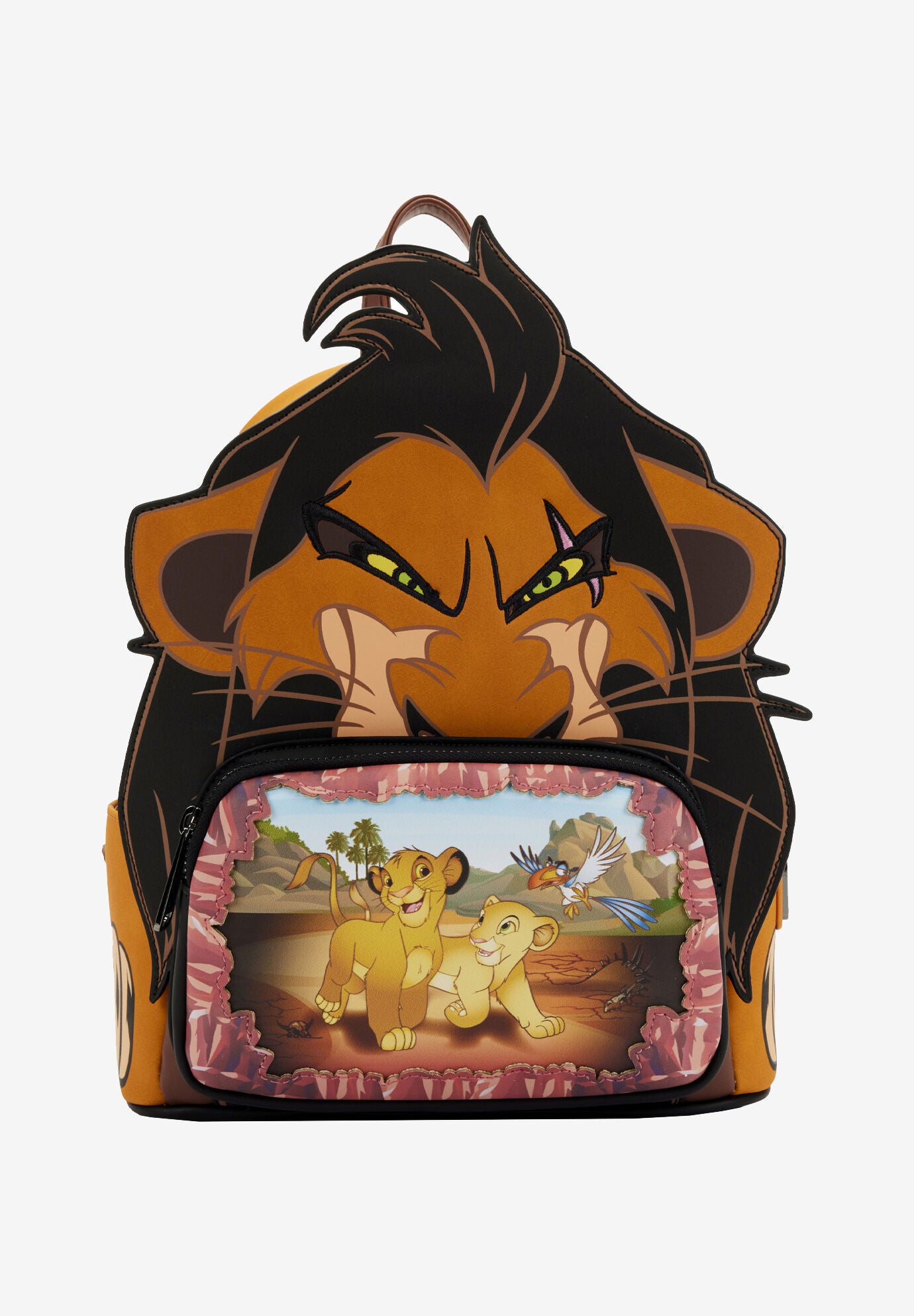 Loungefly X Disney Lion King Villain Mini Backpack Handbag Scar Simba Nala, ORANGE, hi-res image number 0