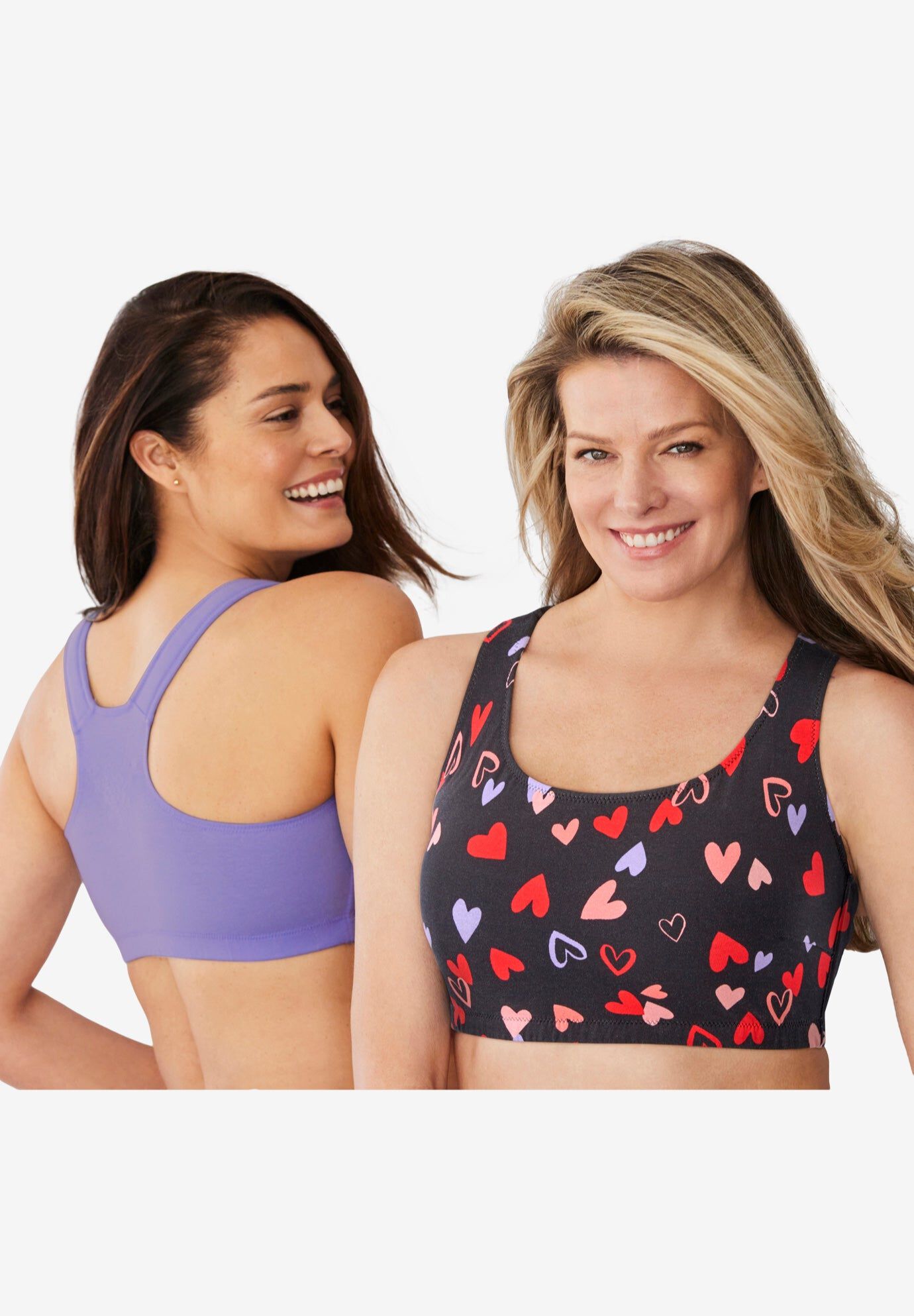 Wireless Sport Bra 2-Pack, BLACK TOSSED HEARTS, hi-res image number 0