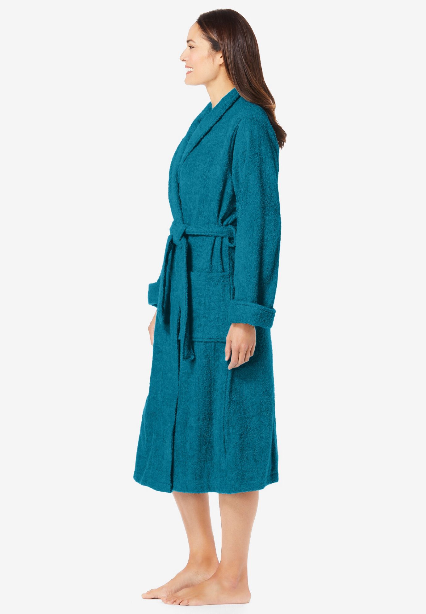 Short Terry Robe, DEEP TEAL, alternate image number 2