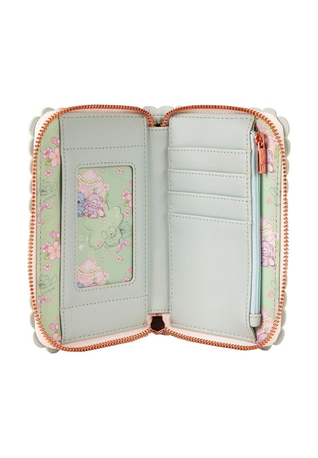 Loungefly x Disney Stitch Cherry Blossom Wallet Zip Around, BEIGE, alternate image number null