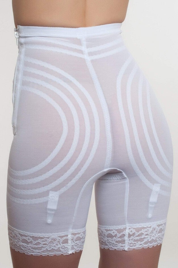 Extra Firm High Waist Thigh Shaper with Side Zipper, WHITE, on-hover image number 1