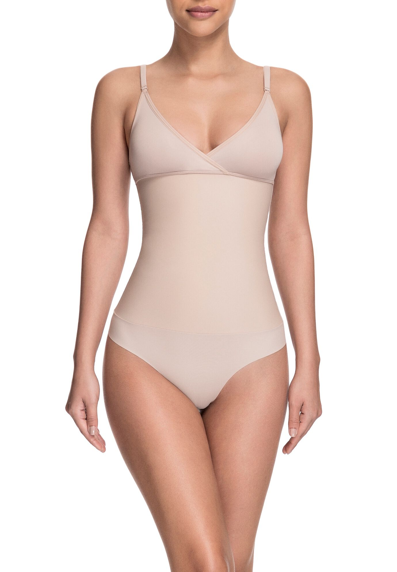 Celebrity Style Soft Cup Bodysuit, BEIGE, hi-res image number 0