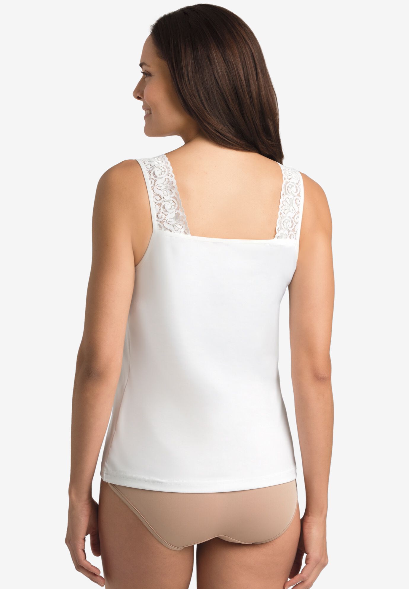 Silky Lace-Trimmed Camisole, , alternate image number 2