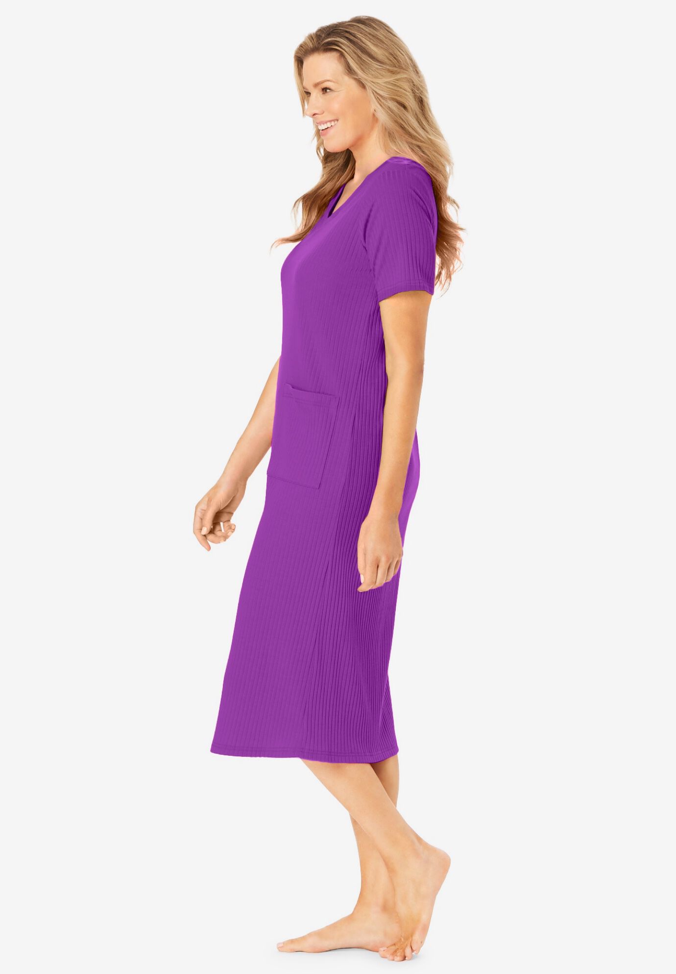 Ribbed Sleepshirt, FRESH BERRY, alternate image number 2