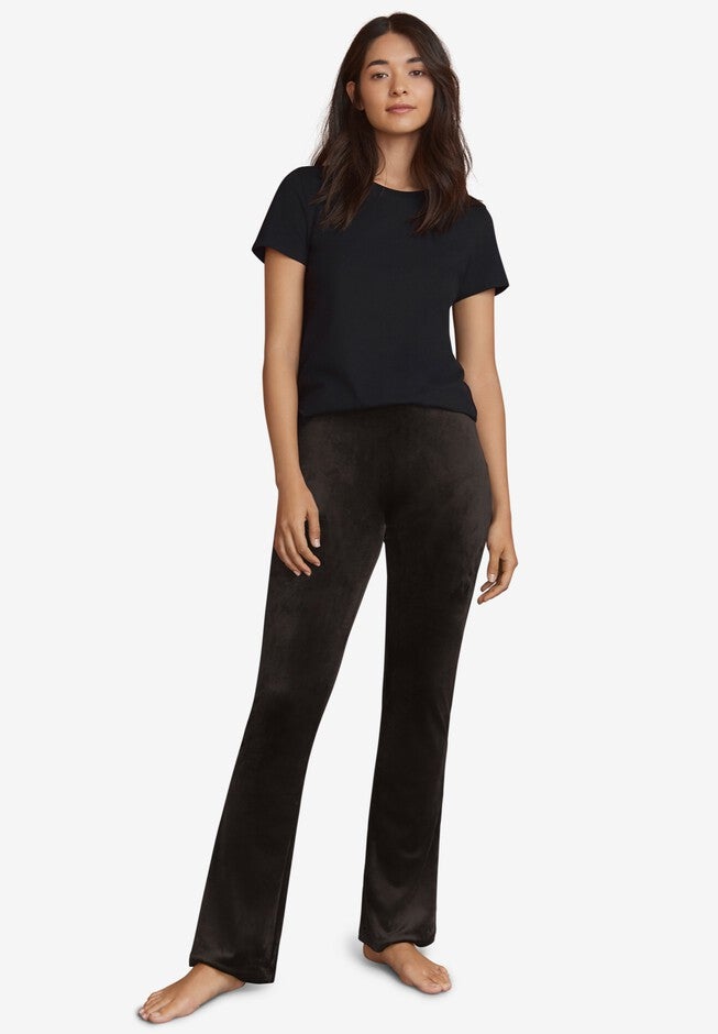 Velour Bootcut Lounge Pants, BLACK, hi-res image number null