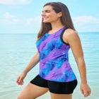 Longer-Length High-Neck Racerback Tankini Top image number null