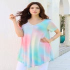 Plus Size Ultra Drape V-Neck Swing Tunic Top image number null