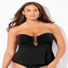 Underwire Shirred Ring Bandeau Tankini Top image number null