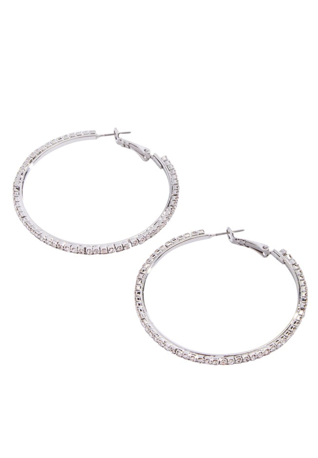 Rhinestone Hoop Earrings image number 1