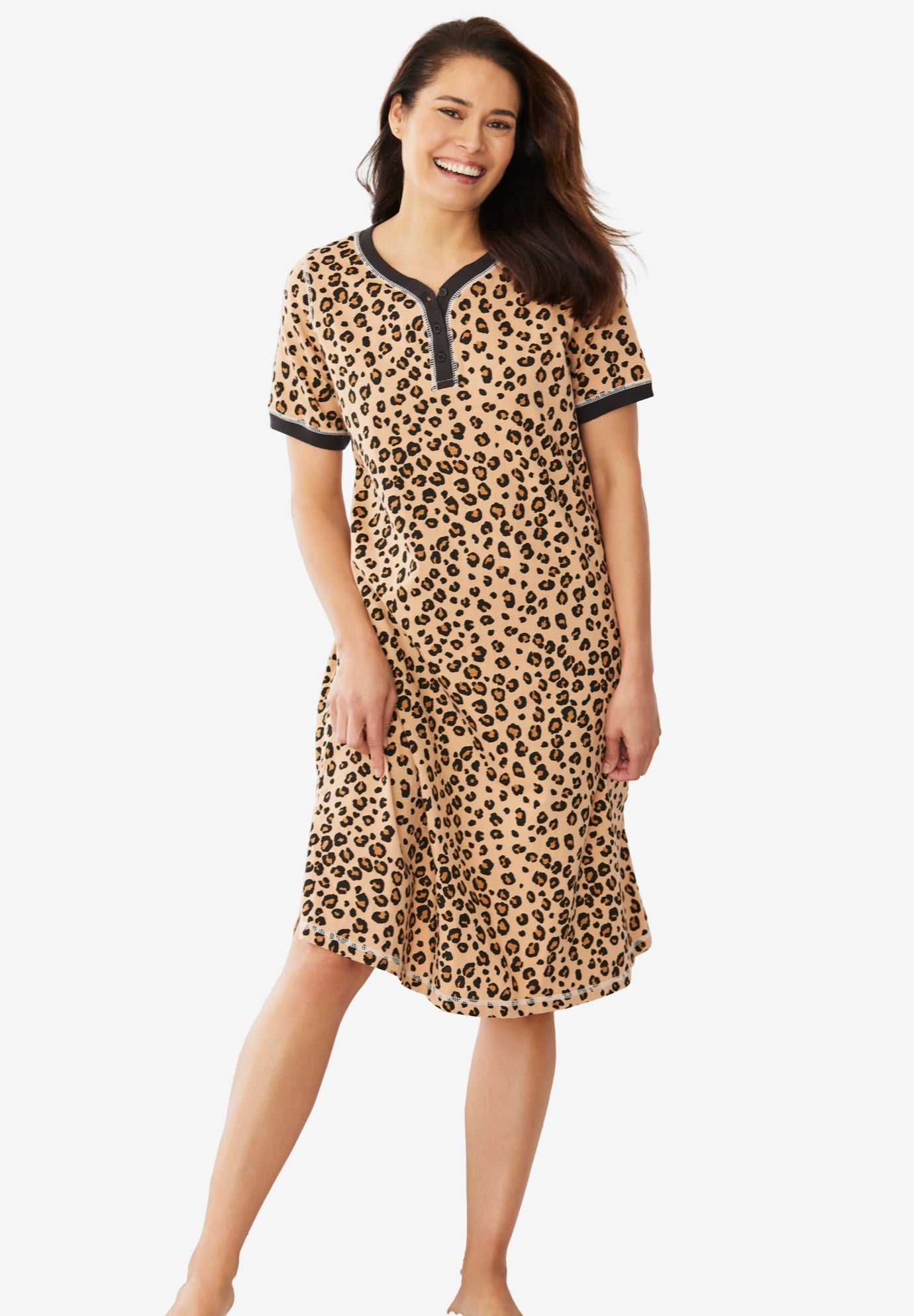Short Henley Sleepshirt image number 0
