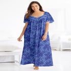 Long Silky Lace-Trim Gown image number null