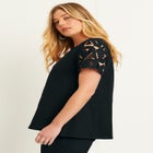 Crochet-Sleeve V-Neck One + Only Tee image number null