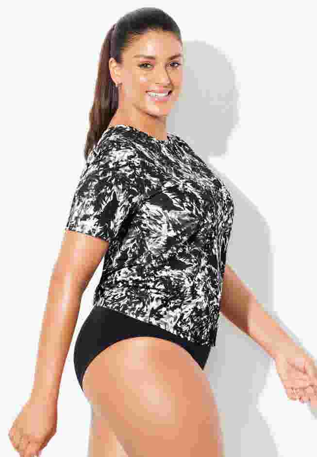 Chlorine Resistant Twist Back Swim Tee image number 2