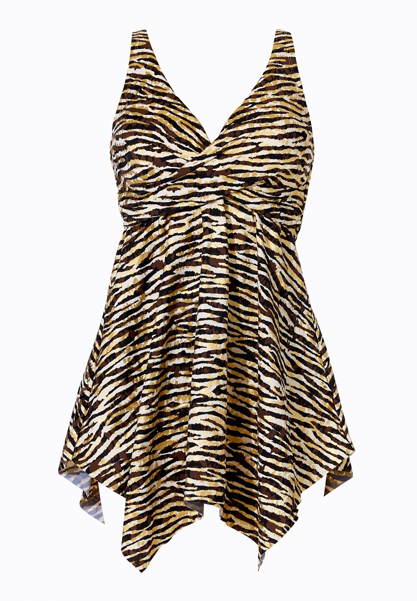 Handkerchief-Hem Twist-Front Tummy Control Two-Piece Swim Dress image number 4