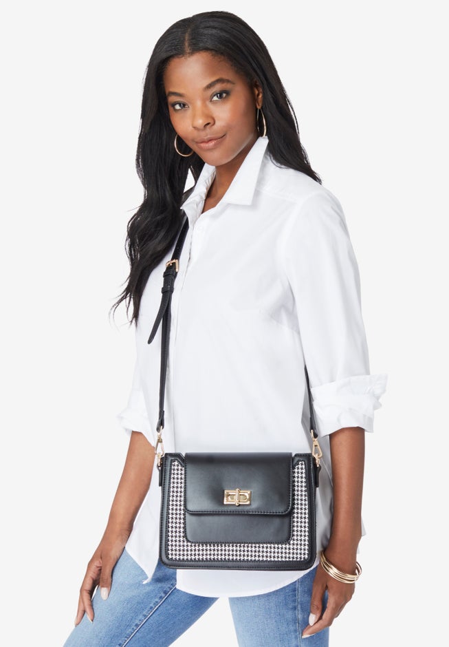 Faux Leather & Houndstooth Crossbody image number 2