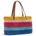 Color Block Straw Tote image number 0