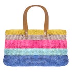 Color Block Straw Tote image number 1