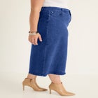 Front-Slit Denim Midi Skirt image number null