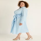 Collared Midi Wrap Dress image number null