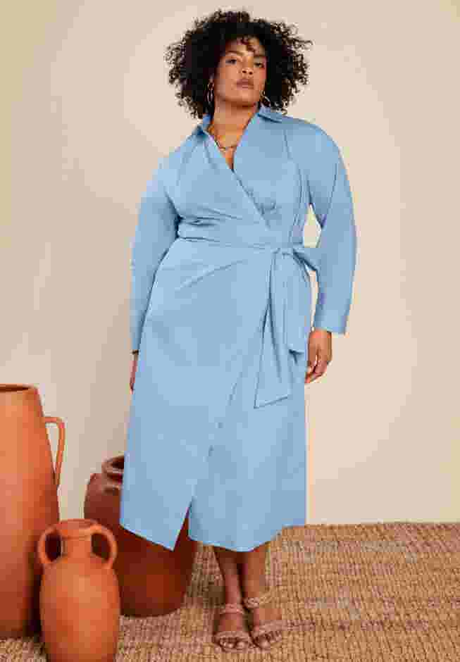 Collared Midi Wrap Dress image number 0