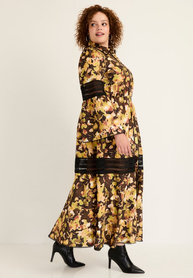 Lace-Panelled Midi Shirt Dress image number null