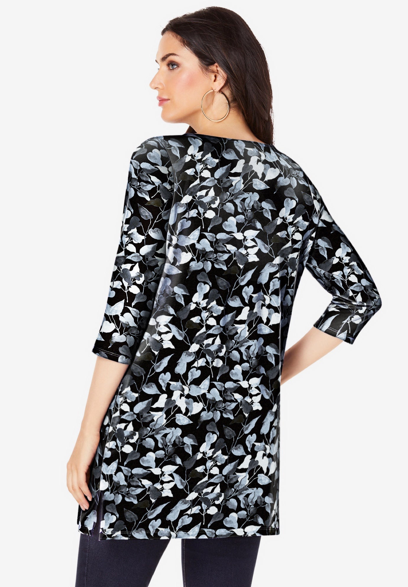 Plus Size Cotton Ultimate Boatneck Tunic with Side Slits image number 1