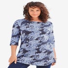 Plus Size Cotton Ultimate Boatneck Tunic with Side Slits image number null