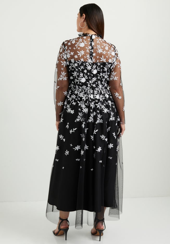 Mesh-Overlay Maxi Dress image number 1